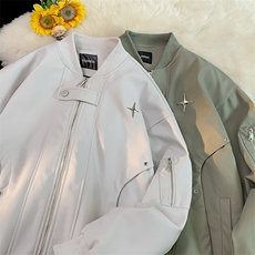 EQ320暖光图PU皮秋季皮衣外套男女情侣装学生棒球服夹克机车服，男装夹克，电商C306-1
