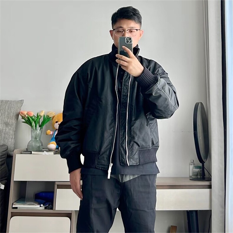 抖音得物美式潮休闲夹克春季立领纯色复古工装加厚棉服外套MF01,男装夹克,电商A443