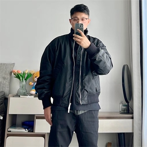抖音得物 美式潮休闲夹克春季立领纯色复古工装加厚棉服外套MF01图片