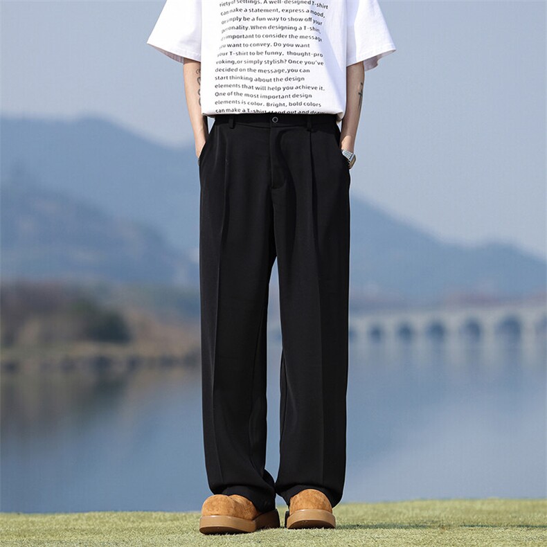 冰丝垂感阔腿西裤2025夏季薄款男士宽松直筒休闲长裤子,男装西裤,星座610（原A335）