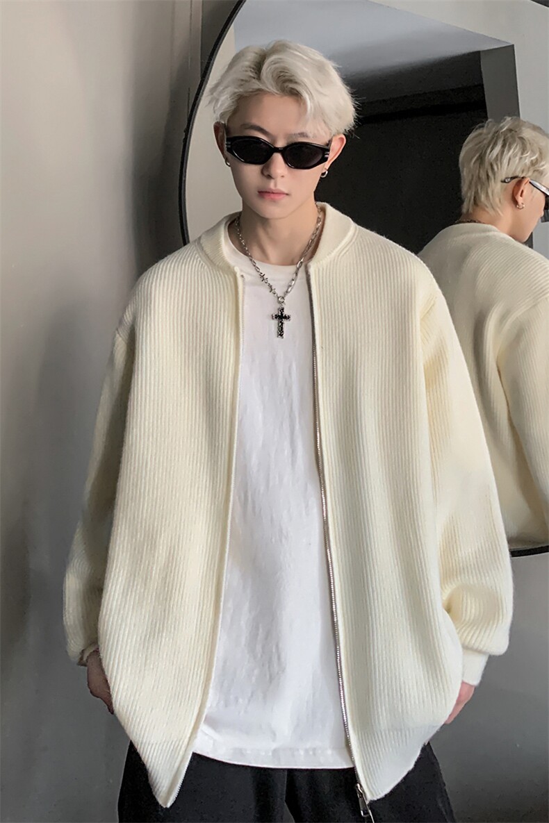 ！棒球领双拉链开衫针织毛衣男CP16-特p55,男装针织衫/毛衣,电商B371