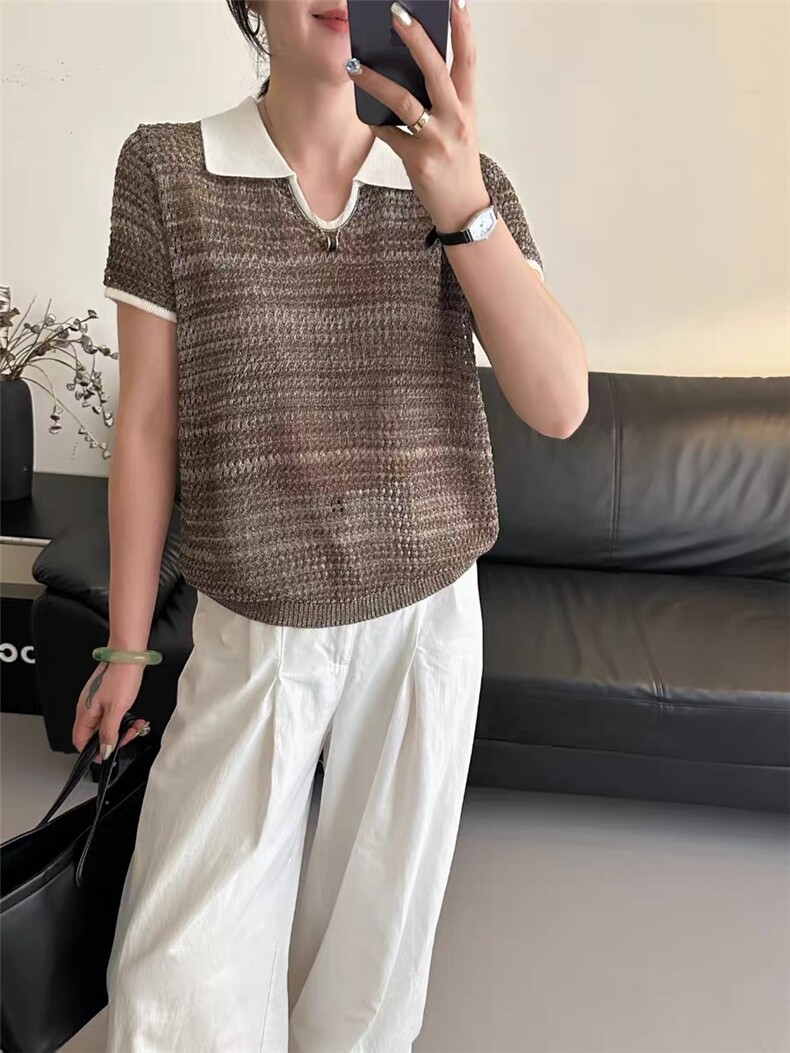 2025百搭时尚简约珍珠麻镂空PO领，女装针织衫/毛衣，晨旭羊绒