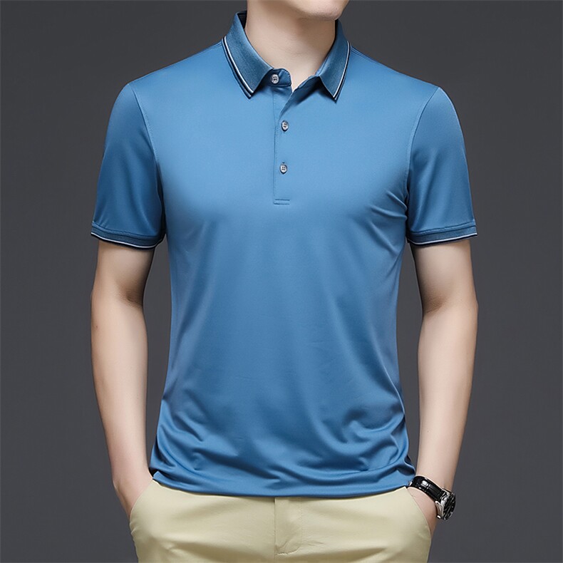 夏季新款男士翻领短袖t恤中年有领男装上衣服休闲POLO衫图片