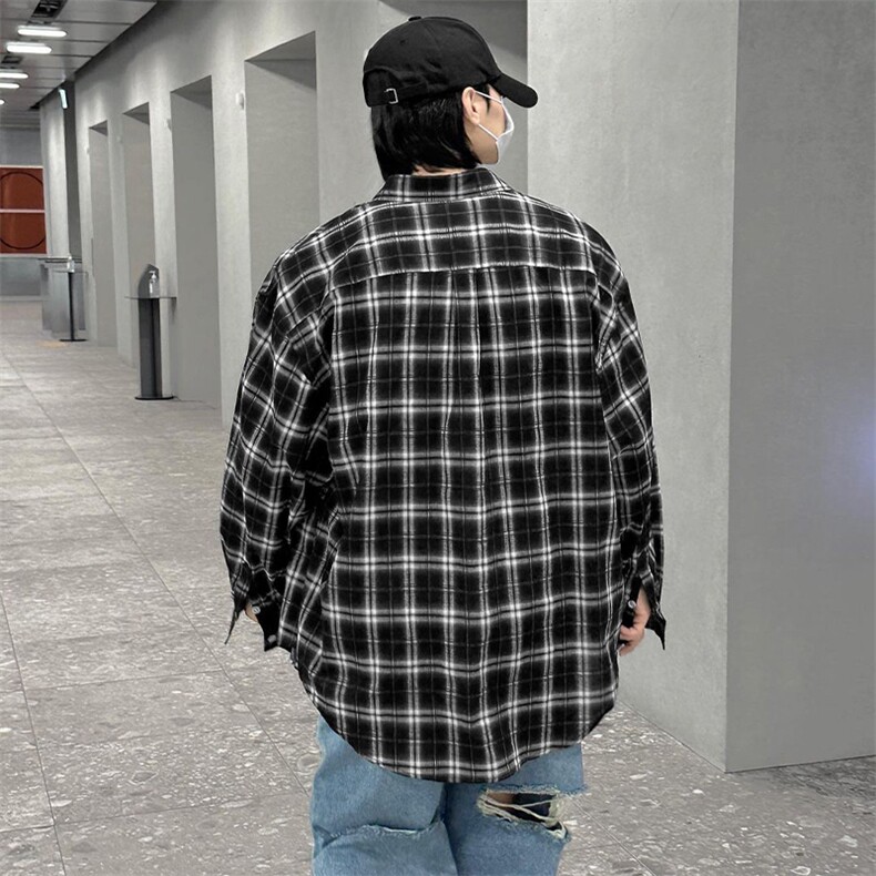 春季格子条纹痞帅韩版日系雅痞衬衫外套男上衣C7107-P65棉,男装衬衫,星座218-5