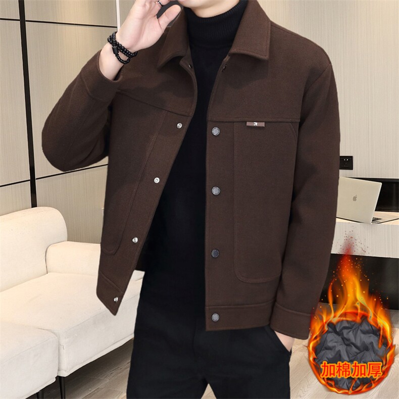 加棉加厚毛呢翻领夹克型男商务休闲青年外套男NM7930-P125图片