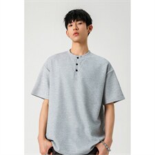 2026男装250克夏季亨利领宽松短袖T恤夏装半袖打底衫S398特P16，男装T恤，电商A233-1