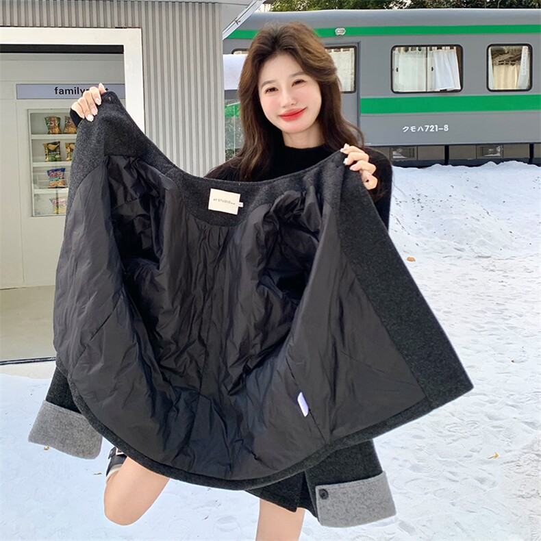 灰色小香风毛呢羽绒服半身裙套装B82-P255-K373,女装套装/套裙,浙宝191（原浙宝008）