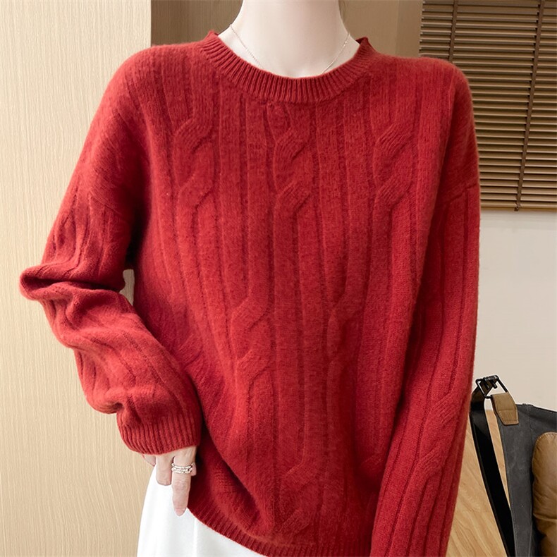 秋冬季新款舒适显瘦时尚百搭纯色简约女士羊毛衫长袖，女装羊毛衫，琳尚羊绒