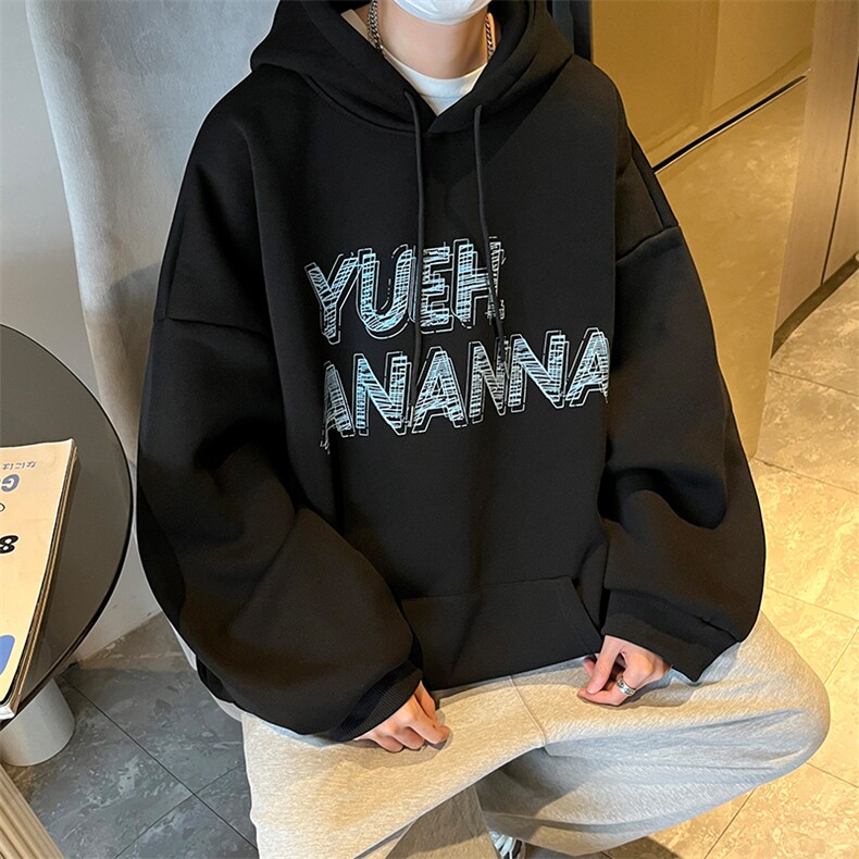 抖音供货、复合360克现货字母印花连帽卫衣宽松D223A-WY2228-P50,男装卫衣,电商019-1