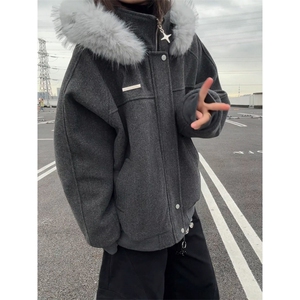 1506-1/M3671/P86大毛领派克棉服男女冬季保暖连帽棉衣情侣潮牌图片