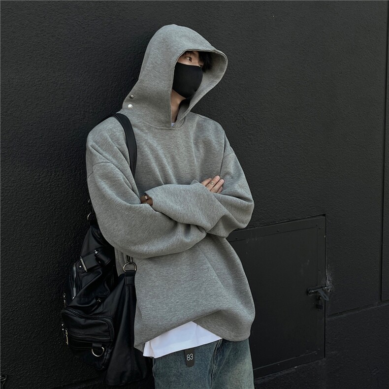 白敬亭的设计感太空棉连帽情侣卫衣纯色百搭上衣宽松外套,女装短外套,电商A341