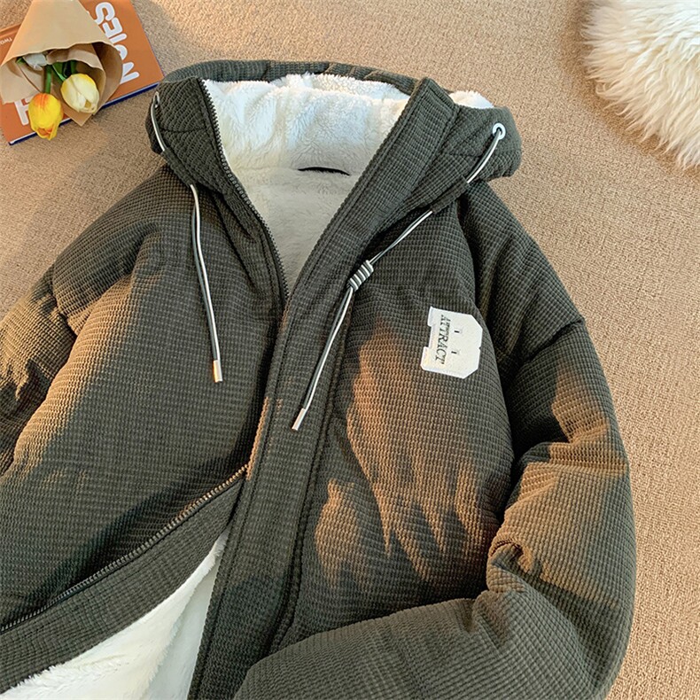 冬季青少年灯芯绒连帽棉衣潮牌羊羔毛加绒加厚棉服外套5305-P85,男装棉衣,电商B306