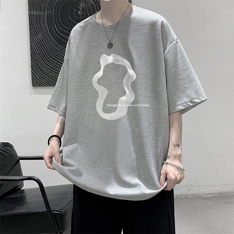 华夫格t恤男短袖男大码五分袖大皂风HT73390-P22,男装T恤,电商A040