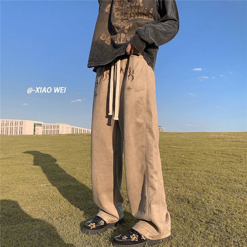 秋季新款休闲裤男麂皮绒拖地D329-QM517-P55-控78,男装休闲裤,电商D329