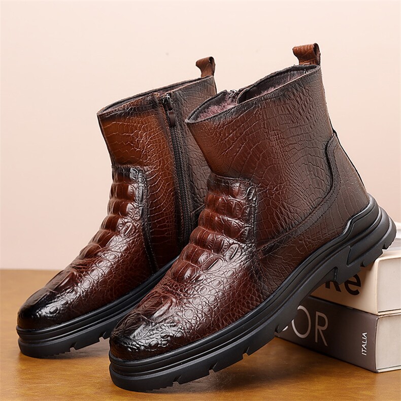 冬季男士棉鞋真皮高帮休闲男鞋保暖羊毛短靴雪地靴男，男鞋雪地靴，电商A223