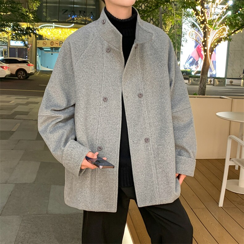 加棉加厚毛呢大衣短款风衣外套504-F23-P85控128(加棉P95控138),男装毛呢大衣,星座504