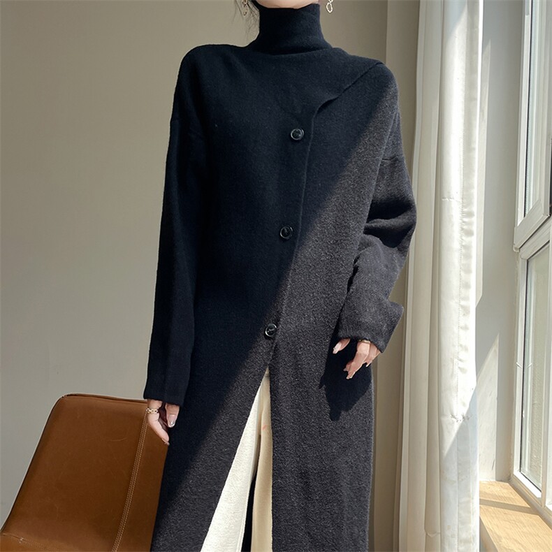 秋冬新款纯色时尚气质安迪绒自带披肩立领大衣，女装针织衫/毛衣，圣丽羊绒