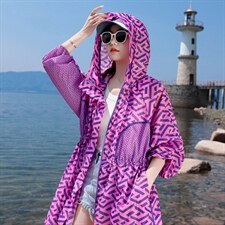 防晒衣女夏季2025新款长款长袖宽松透气洋气时尚印花罩衫防晒衫，女装防晒衣，帛香坊