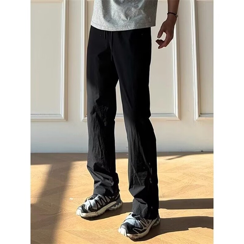 美式侧拉链冰皮速干裤男秋cleanfit弯刀裤子弹力微喇裤K6604-P47,男装皮裤,星座412-1