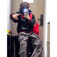徽章拼接棒球服外套男2025新款潮牌嘻哈oversize情侣夹克JM306，男装夹克，星座1116A（原606A-3）