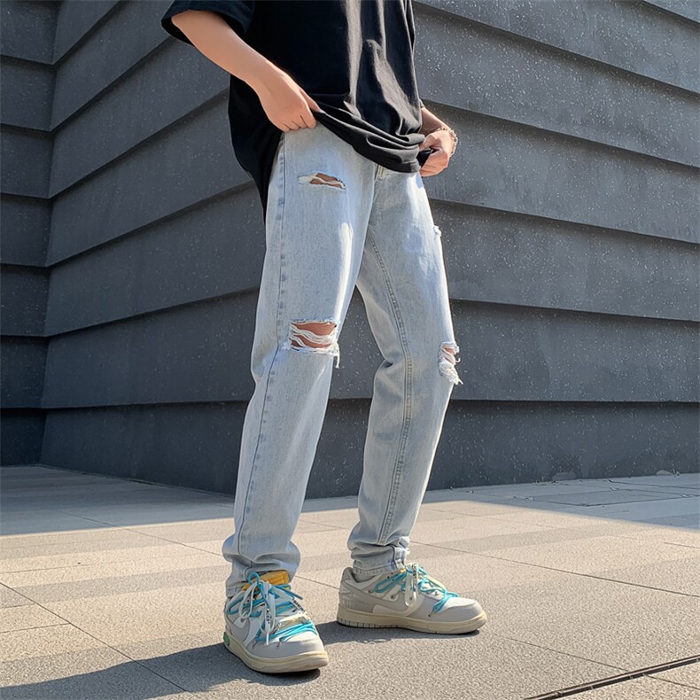 高街破洞牛仔裤复古hiphop超破乞丐裤男N0300-P40,男装牛仔裤,星座308B-1