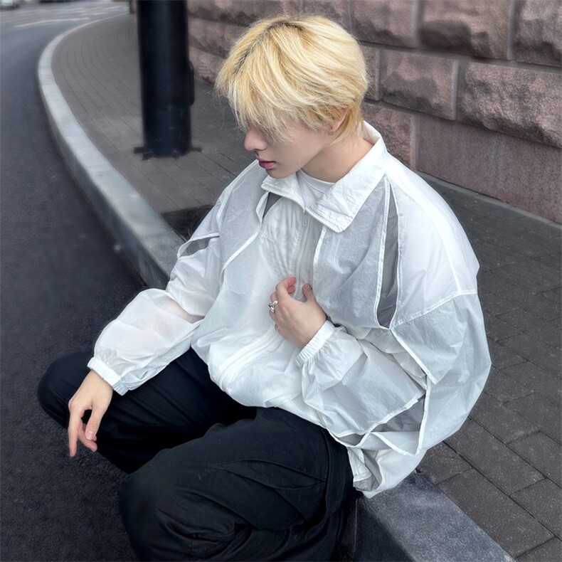 （）双层宽松运动防晒衣潮ins防晒透气小众长袖上衣2235-P50,男装防晒衣,星座910-5