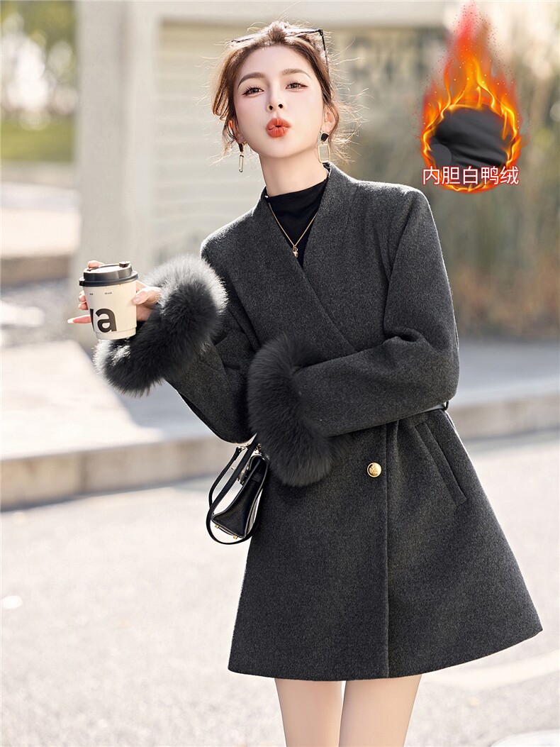 羽绒毛呢外套女2025年冬季新款气质赫本风时尚小香风冬季呢子外套,女装羽绒服,拾衣
