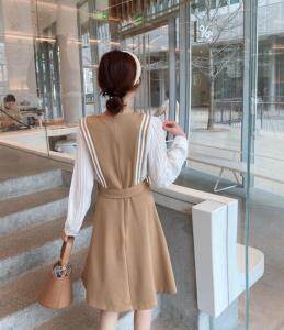 【现货】早春新款韩版学院风拼接连衣裙，女装连衣裙，E莎