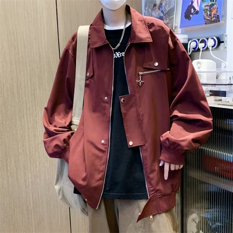 春秋美式vibe工装外套男宽松痞帅设计感情侣飞行员夹克CJ109-p62,男装夹克,星座1008