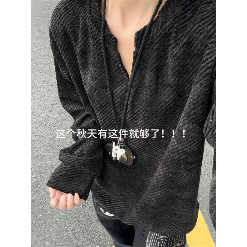 XZ809A/SYR49/特P24/控48    小香风银丝V领长袖T恤卫衣图片