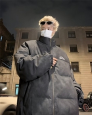 复古棉衣做旧字母刺绣立领防风保暖皮棉服男冬加厚面包服M9052，男装夹克，星座1116A-1（原606A）