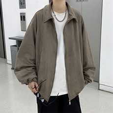 秋冬季双层简约翻领夹克男日系复古宽松百搭青少年外套JK0565-P55，男装夹克，星座308B-2