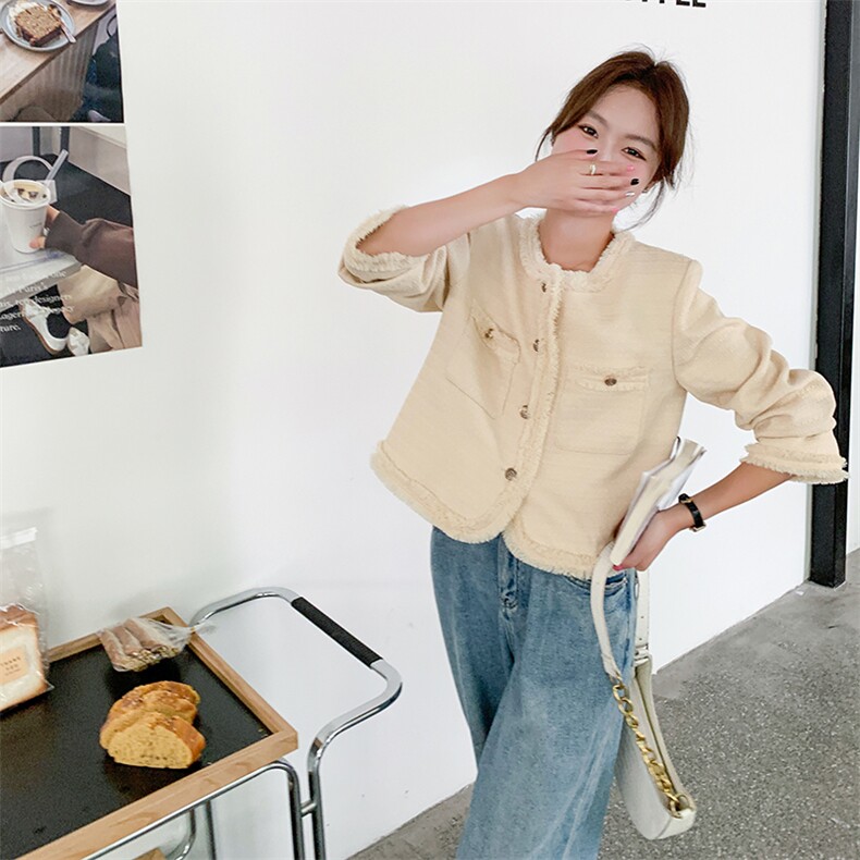 休闲名媛小香风外套女春秋法式韩系慵懒风chic流苏百搭小个子上衣,女装短外套,辉之琳