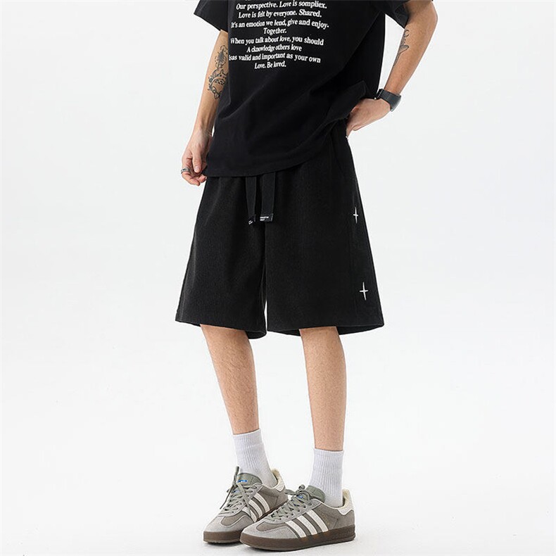 现货 ZK7988-特批25 控48 复古休闲五分裤短裤男2025新款大码裤衩图片