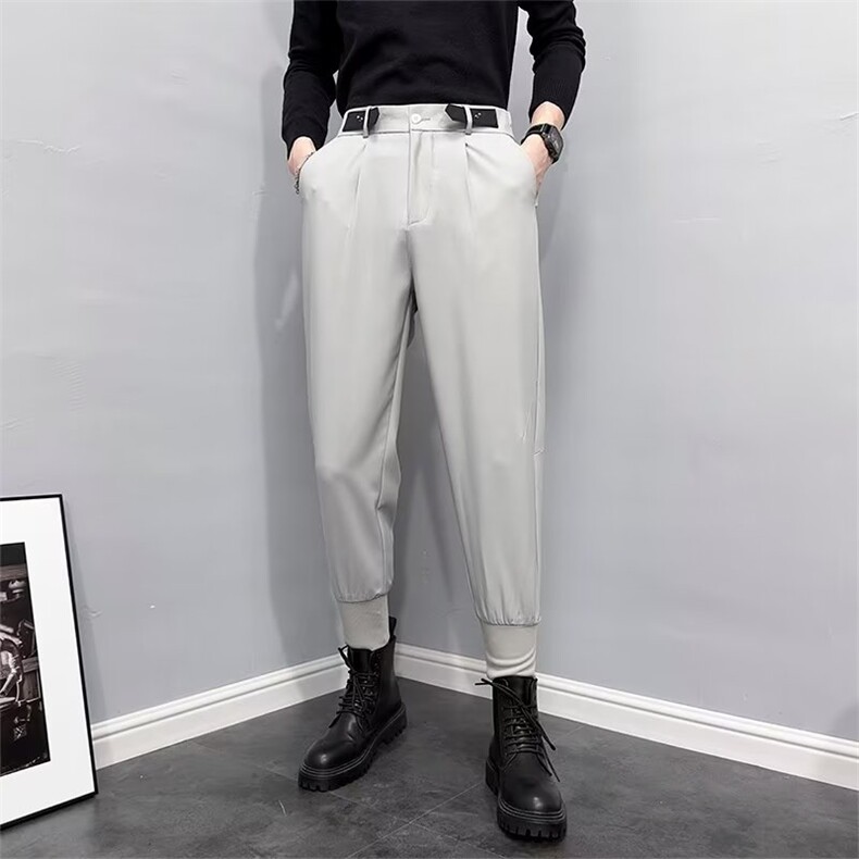 新款男生西裤九分裤韩版潮流束脚裤系带痞帅男束脚裤子VS034,男装西裤,星座1116A-2（原606A-1）