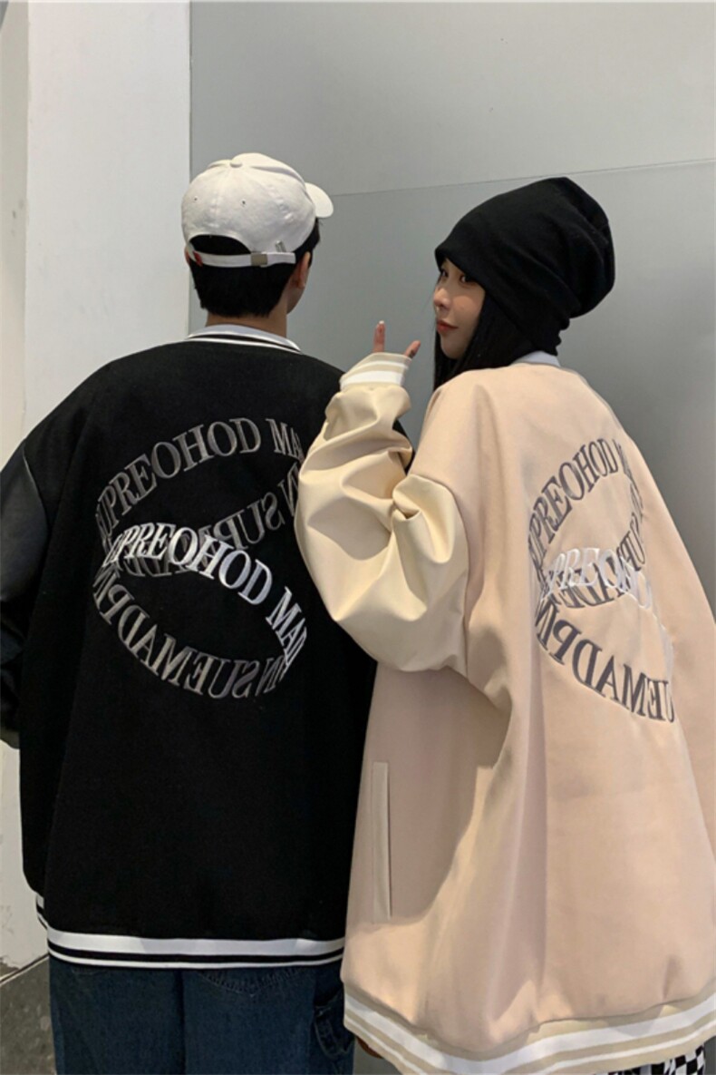 环形刺绣夹克PU皮拼接外套潮牌棒球服（已注册）XZ1213-DY06-P90,男装夹克,星座1213