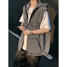 牛仔马甲春夏坎肩马夹宽松休闲无袖背心外套上衣MJ02553-P63，男装背心/马甲，星座308B-2