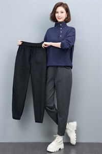 长期现货，加绒裤女外穿宽松休闲裤加厚一体绒冬季加绒运动卫裤图片