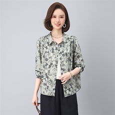 2025年秋季纯棉宽松型印花翻领上衣，女装衬衫，依恋蒂丝