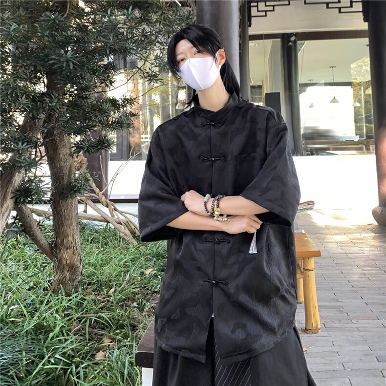 春季2024新款中袖衬衣提花布结衬衫W12812P48,男装衬衫,星座1116-2
