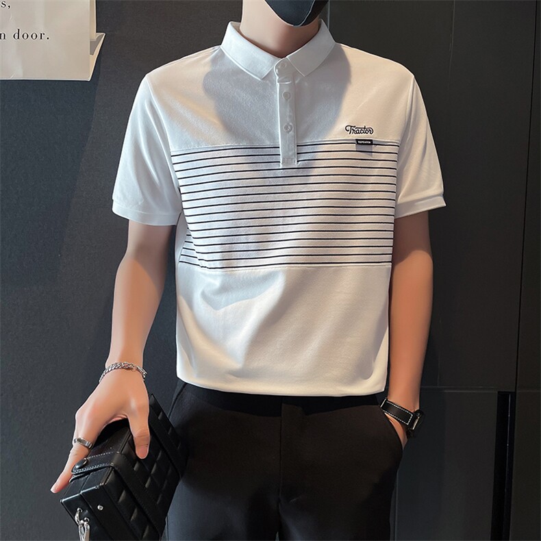 TX19-P55男T恤夏季短袖半袖新款上衣夏装半截袖POLO衫白1控70,男装T恤,电商D327