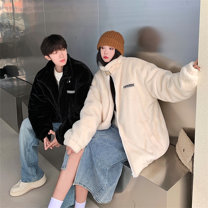 D3124-TP95168新款冬季仿兔毛绒外套时尚纯色情侣棉衣男女,男装棉衣,电商A102