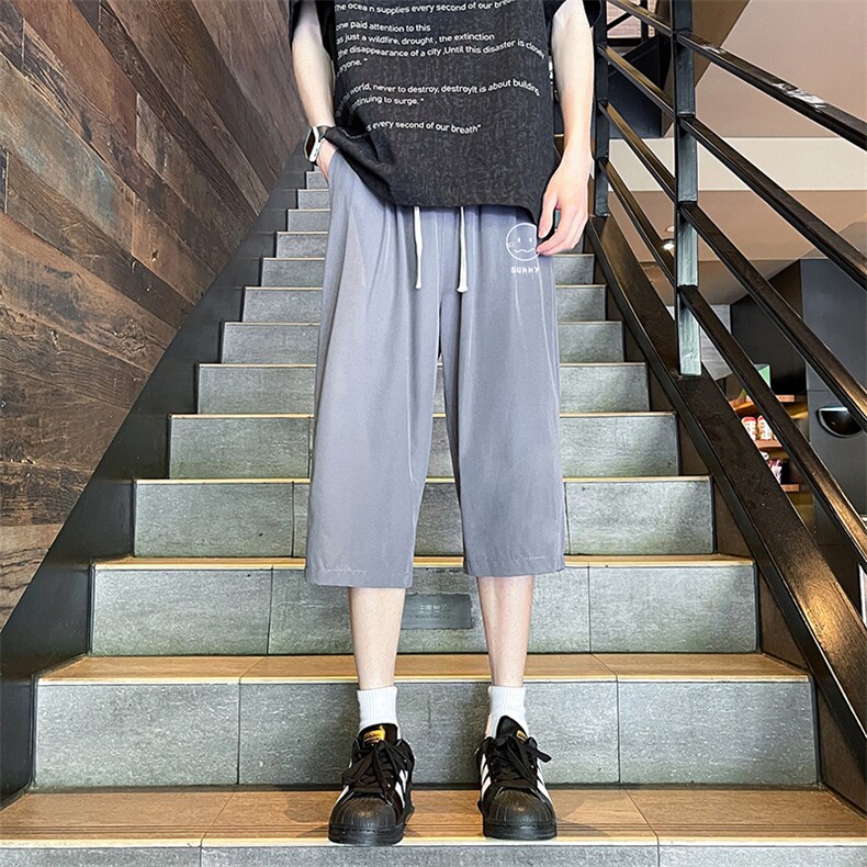 QK72072-P25 冰丝七分裤男大码速干短裤男五分裤 港风风格图片