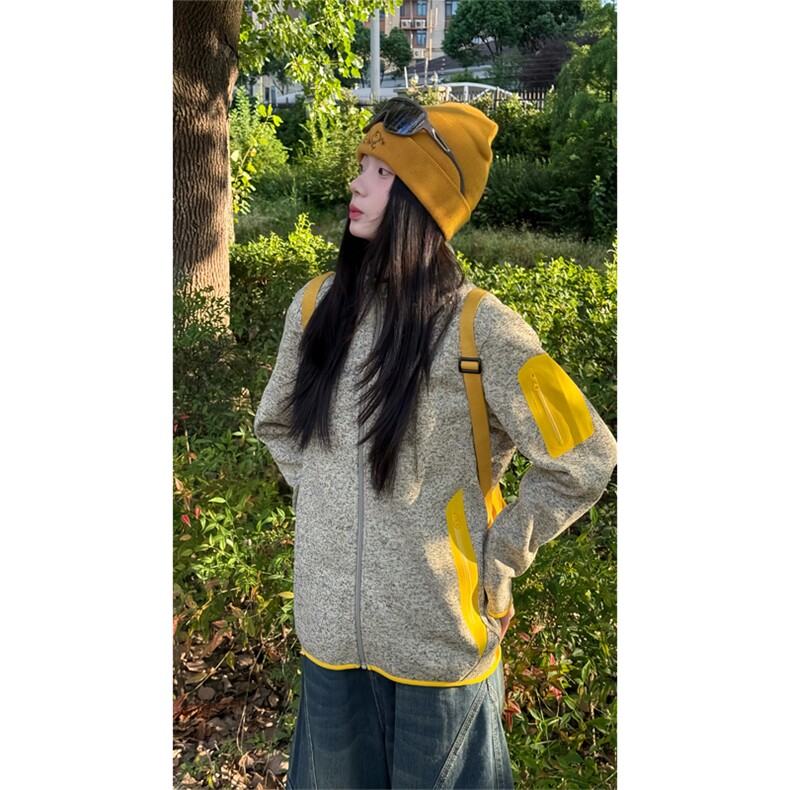 网图现货 情侣户外运动立领开衫抓绒休闲夹克外套男女 W56-P70图片