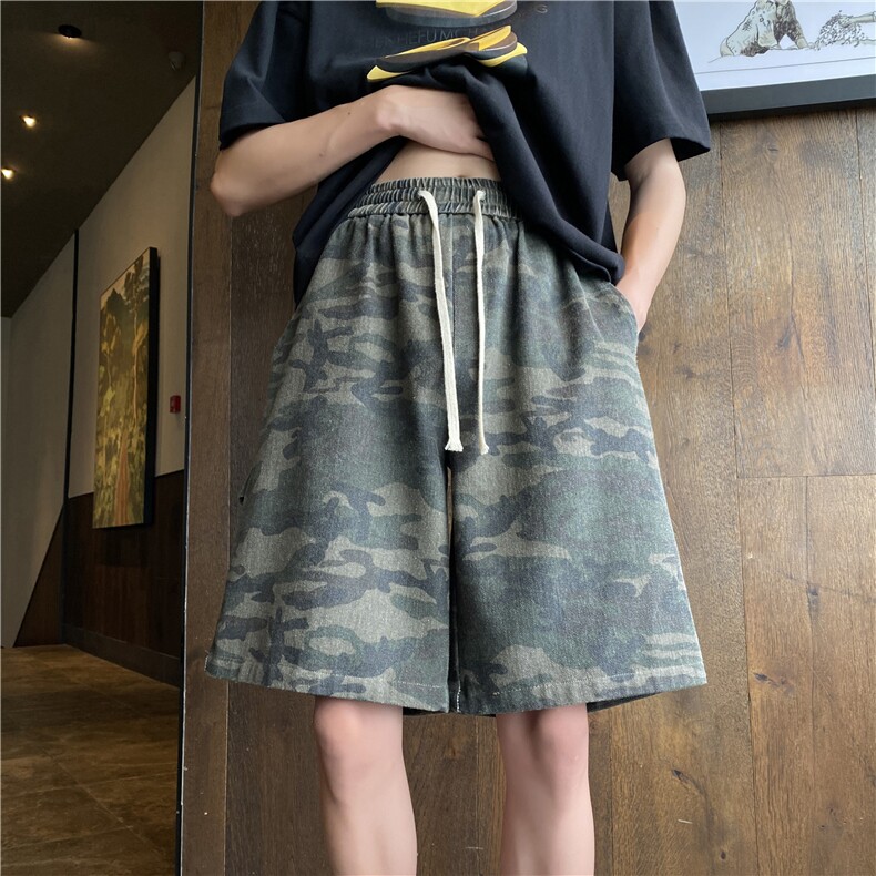 2025夏季新款美式高街迷彩宽松牛仔短裤B315-K24156-特p30控58,男装牛仔裤,电商B315