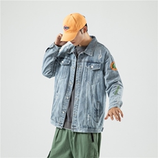 JK822-p80M-5X无影墙ins牛仔夹克绣花破洞大码男日系CITYBOY，男装夹克，星座103A