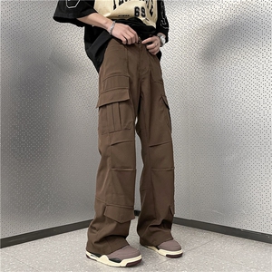 欧美风高级感美式工装裤男ins潮休闲高街长裤情侣裤K02150-P43图片