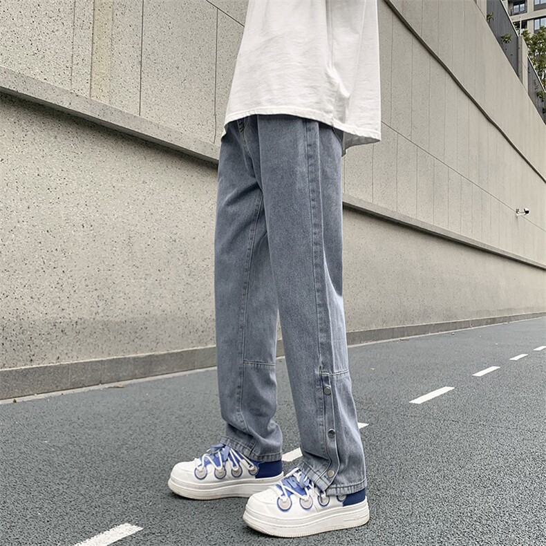 复古牛仔裤男春夏季高街美式时尚直筒宽松显瘦阔腿裤子748-P45,男装牛仔裤,电商A178