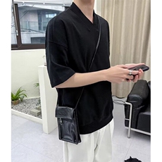 雅痞风重磅黑色v领运动t恤男修身短袖夏季潮牌休闲半袖T145，男装T恤，星座1116A（原606A-3）
