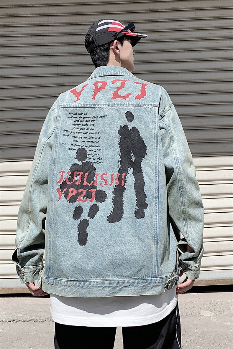 M-5XL大码重工艺春秋季高街宽松复古牛仔外套潮牌夹克衬衫A161,男装衬衫,电商A161